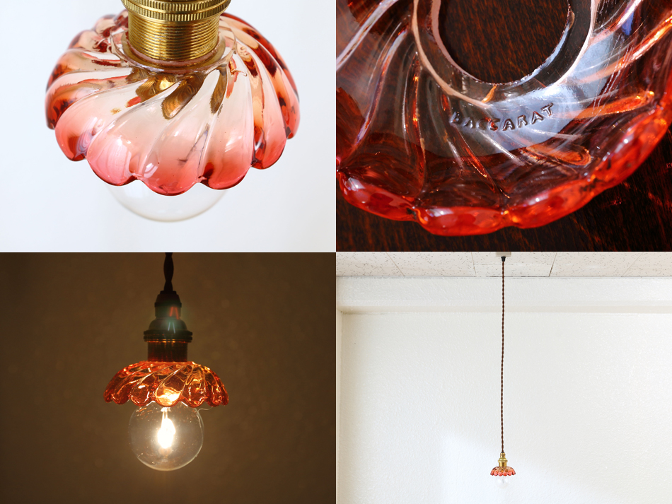 オールドバカラBACCARAT ピンククリスタル ディッシュ ミニペンダント