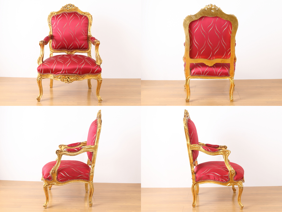 ルイ15世Louis XVスタイル ゴールドギルト ジェントルマンズチェア