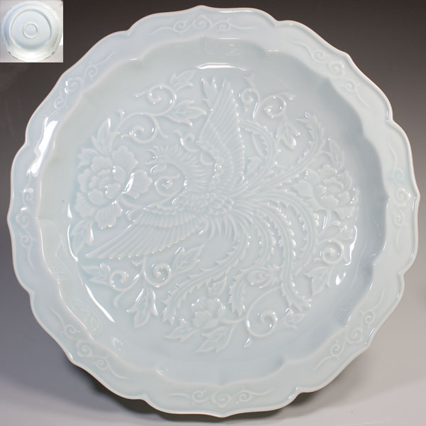 青白磁陽刻鳳凰柄十寸皿 | 和食器リサイクル通販専門店フリマート