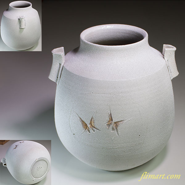 加藤釥蝶刻耳付花瓶 | 和食器リサイクル通販専門店フリマート