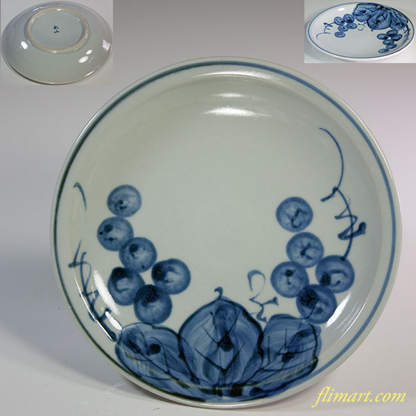 敏山窯染付葡萄小皿W6016 | 和食器リサイクル通販専門店フリマート