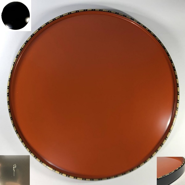 千舟作輪島塗朱塗沈金丸盆 | 和食器リサイクル通販専門店フリマート