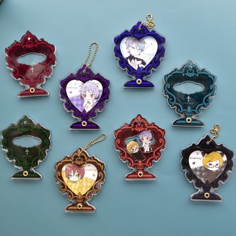 缶バッジアクリルフレーム ゴシックハートミラー ブルー| FUKUYA