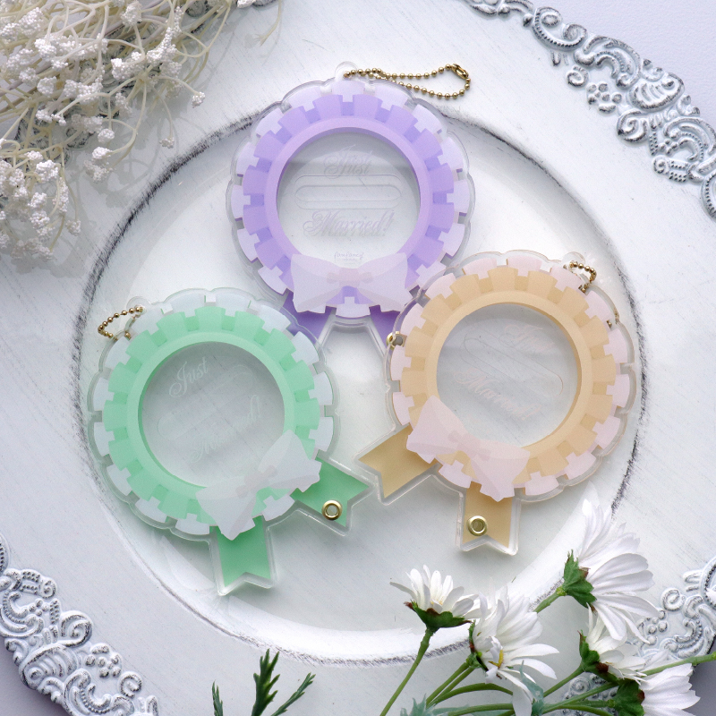 缶バッジアクリルフレーム ウェディングロゼット ライトブルー| FUKUYA