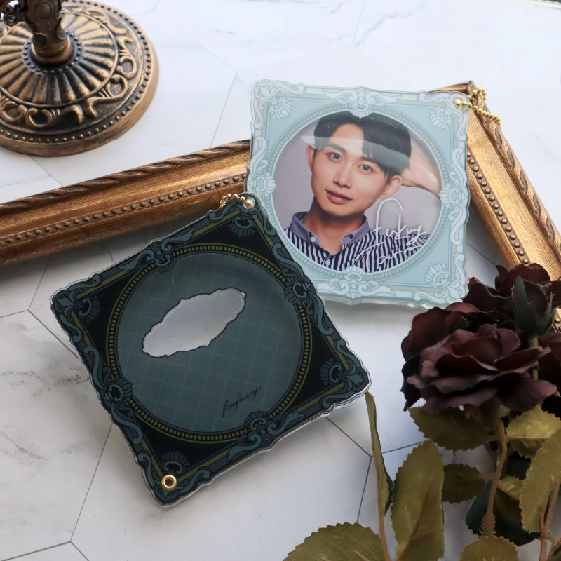 缶バッジアクリルフレーム75mm クラシックフレーム ブルー| FUKUYA