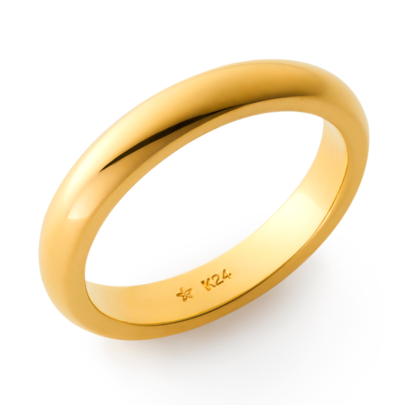 純金 甲丸 リング（幅約3mm） | 高品質 金・プラチナ