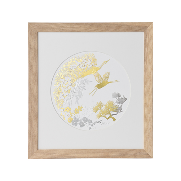 金箔／プラチナ箔アート額「双鶴」＜菅野一剛作＞ | 高品質 金・プラチナ