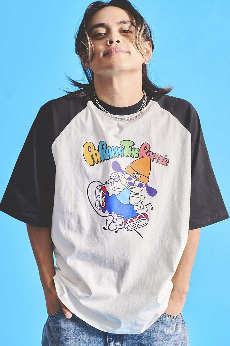 パラッパラッパー ダンシングパラッパロゴラグランTee BLACK / ロック