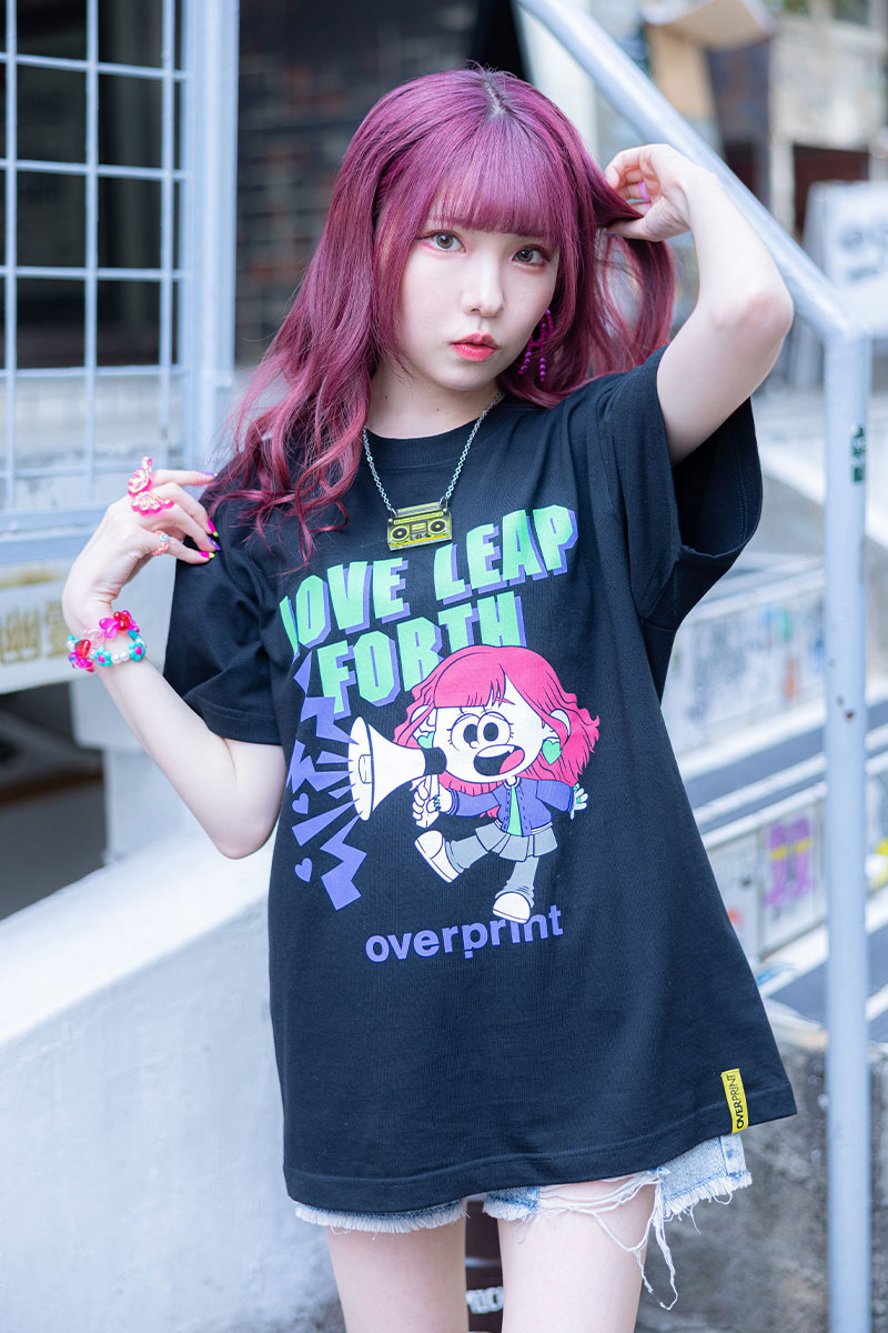 峯田茉優×over print×GEKIROCK CLOTHINGコラボ・Tシャツ - Black