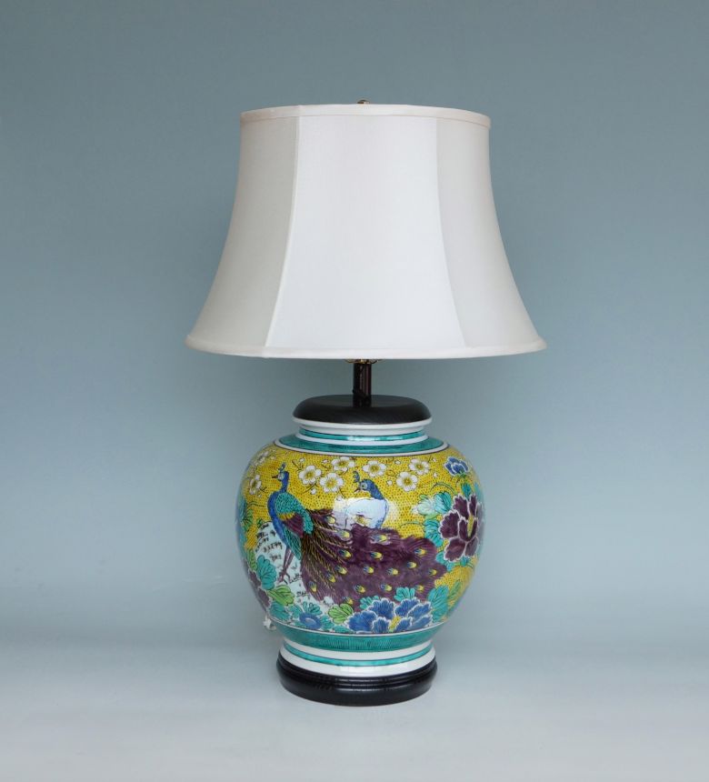 九谷焼スタンドランプ 吉田屋孔雀 - 山口陶業社