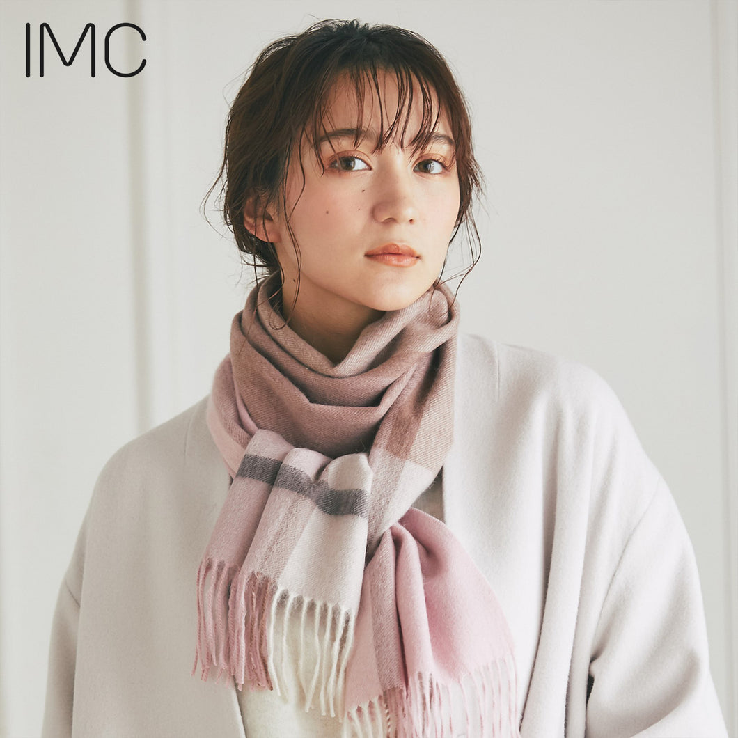 カシミヤ100% マフラー チェック柄 ラインピンク – INTERMODE KAWABE