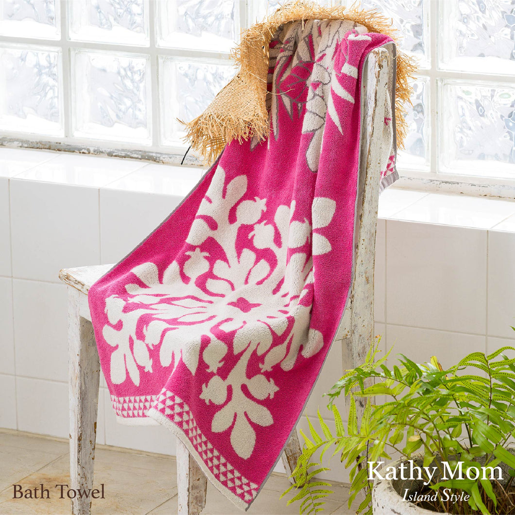 バスタオル ハワイアンキルト柄 メレオハナシリーズ #861b グアバ
