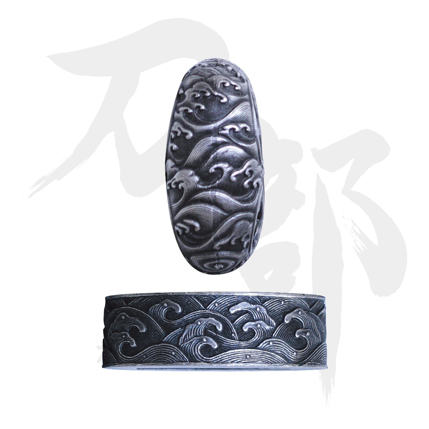 真鍮地 平波肥後図縁頭｜現代物金具の販売 刀部 かたなべ – 刀部