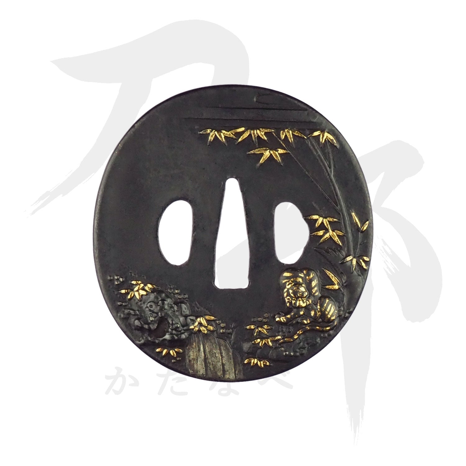 鉄地 竹虎図鍔｜現代物金具の販売 刀部 かたなべ – 刀部オンラインショップ