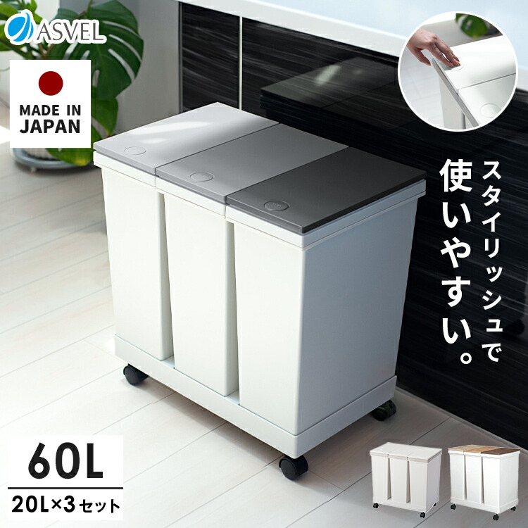 楽天市場】ゴミ箱 分別 ワイド 縦型 3段 おしゃれ キッチン ふた付き 3