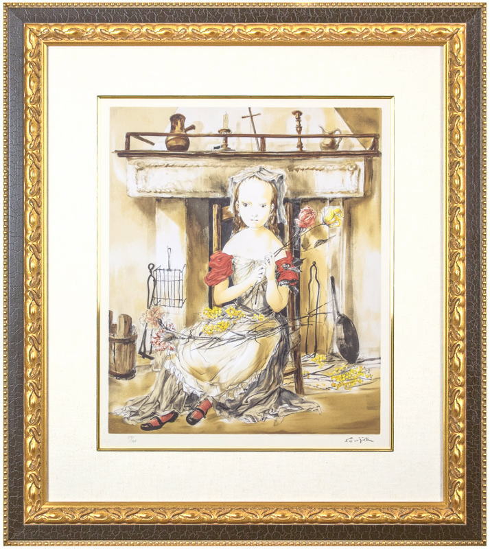 楽天市場】藤田嗣治 「 フォークを持つ少女 」 シルクスクリーン 版画