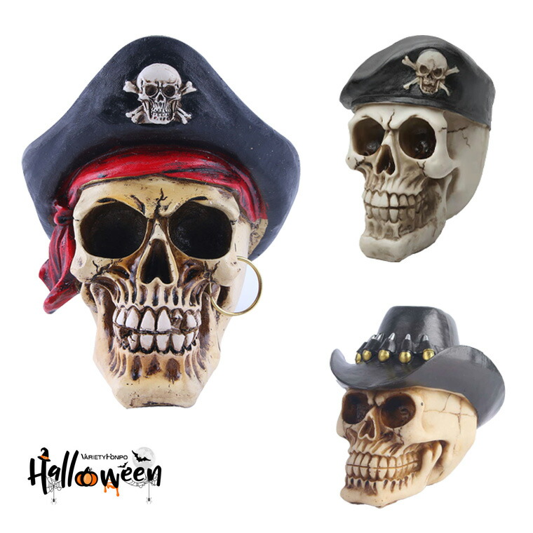 楽天市場】スカル ドクロ 置物 ガイコツ 海賊 ハロウィン 骸骨 髑髏