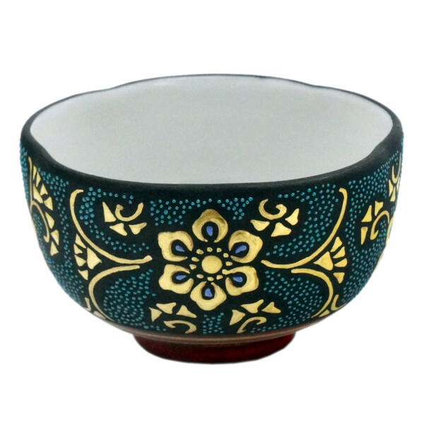 楽天市場】仲田錦玉 九谷焼酒盃 渦打青粒盛金鉄仙唐草 内金彩No.220