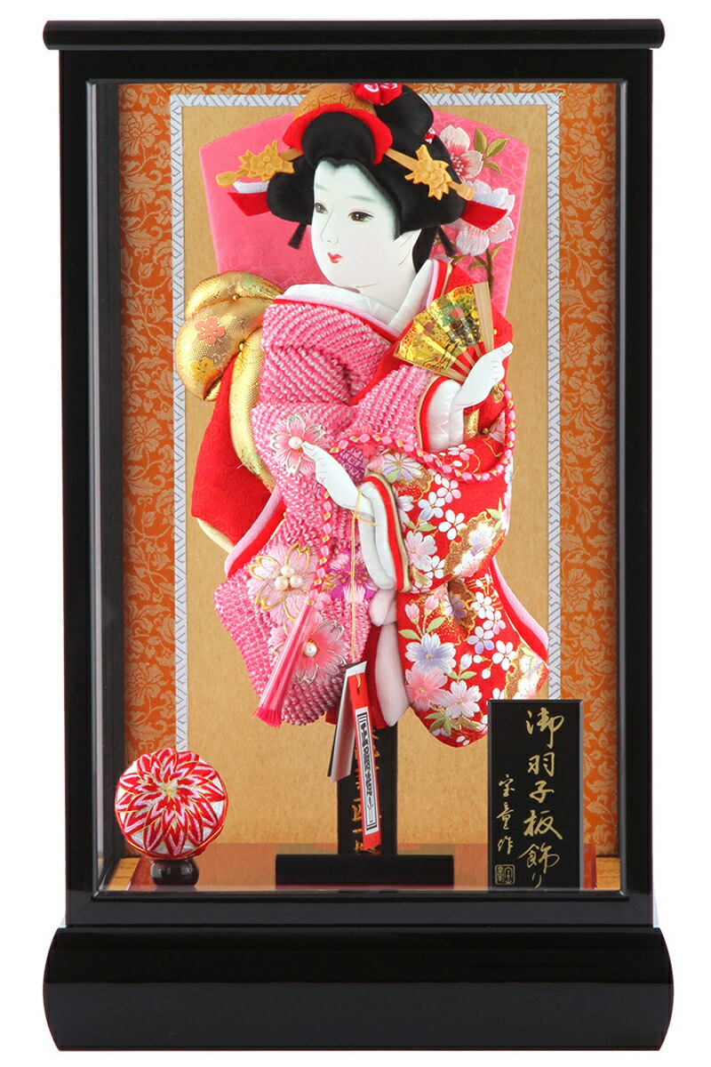 楽天市場】羽子板 正月飾り ケース飾り 雪輪桜散らし 8号 黒塗りケース