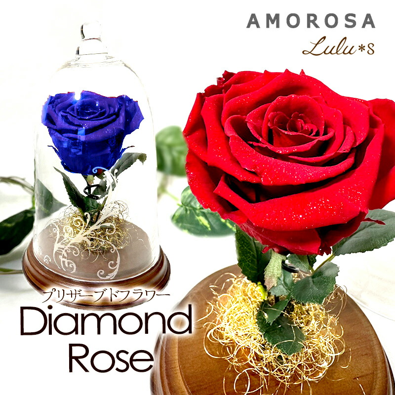 楽天市場】ガラスドーム ハート ダイヤモンドローズ プリザーブド