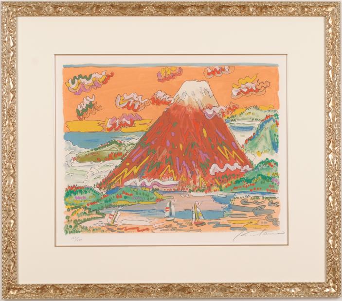 楽天市場】赤富士 絵画 富士山 梅 花 桜 波 絵 和風 インテリア