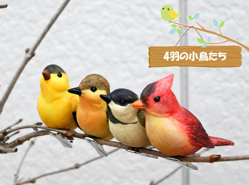 楽天市場】五羽の小鳥たちクリップバード 小鳥置物 木枝に小鳥が