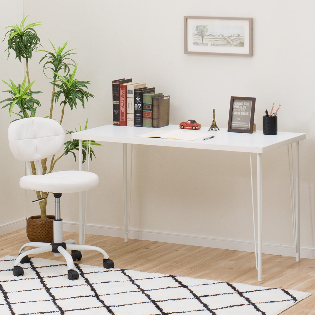 楽天市場】[幅118cm]デスクプレフェセット (天板118LBR/ワイヤーレッグ