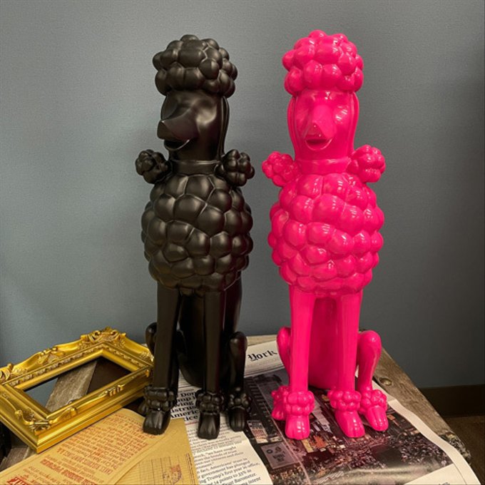 楽天市場】プードルの置物 大 Lサイズ(sz-191) ピンク プードル