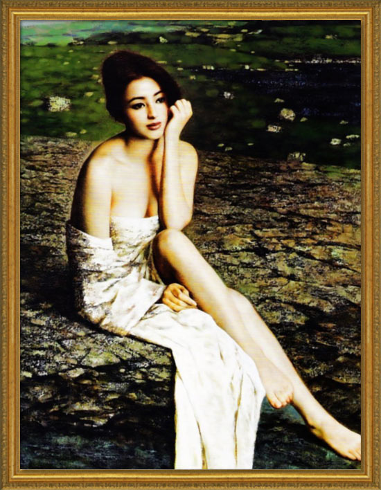 楽天市場】絵画 人物画【鶴】壁掛け インテリア 女性画 美人画 人物画