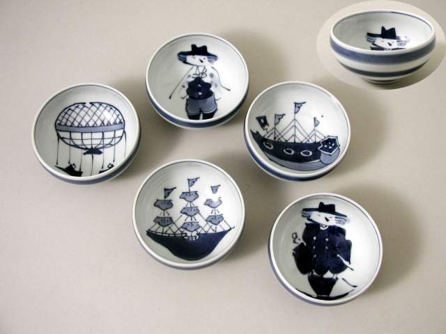 楽天市場】【有田焼】【青花】【しん窯】絵変り4寸ボール揃 【5客