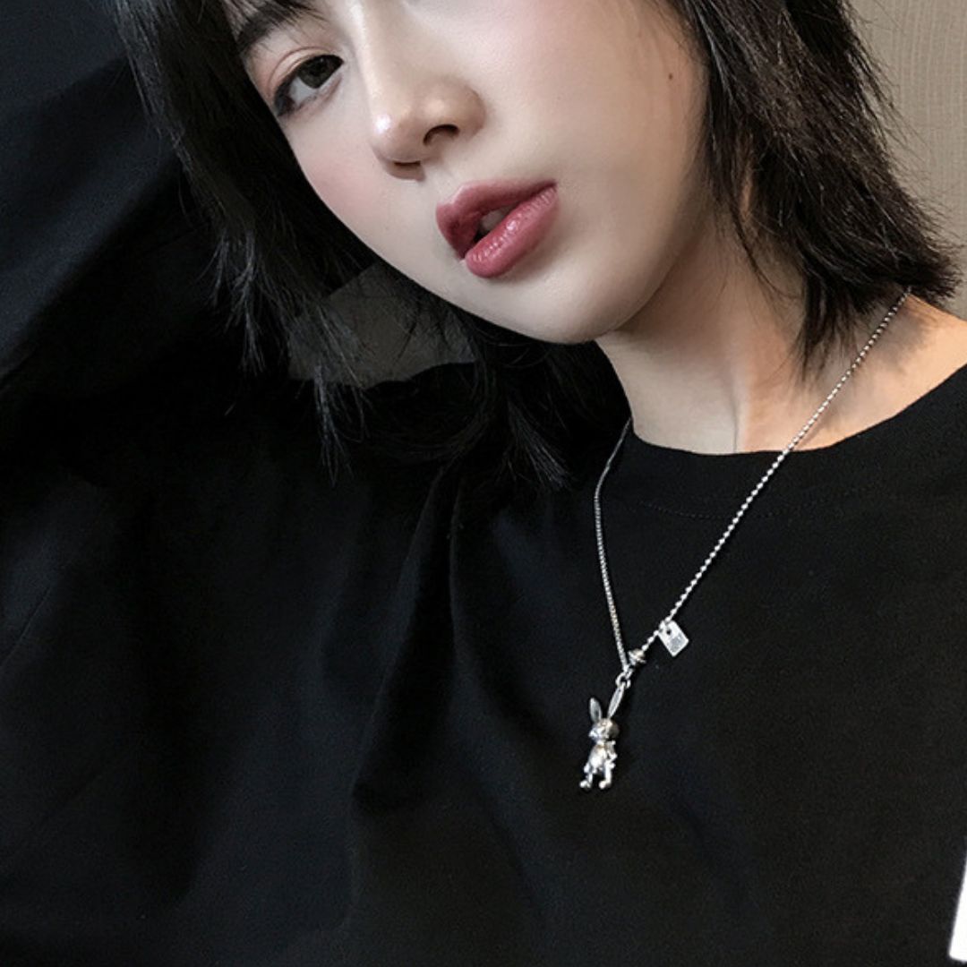 楽天市場】うさぎ ネックレス シルバー チェーン チャーム ロング