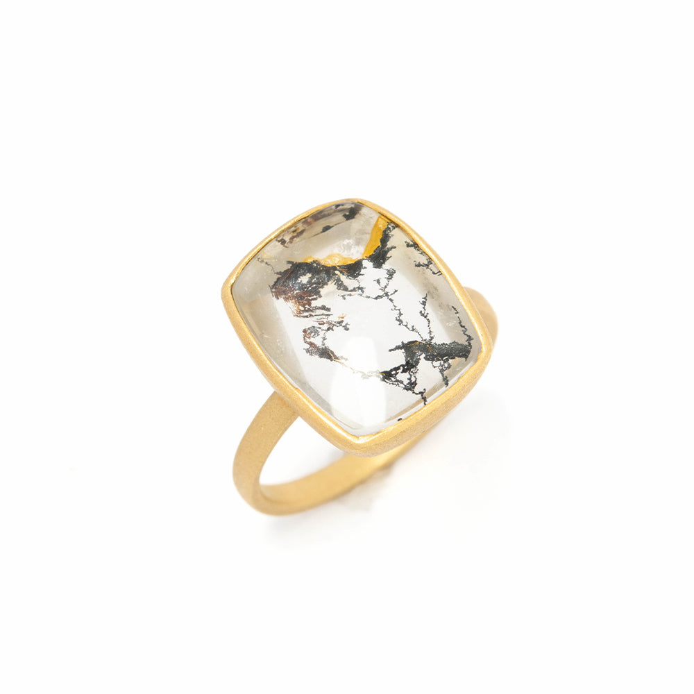 1点もの 】指輪 リング K18 天然石 デンドリティッククォーツ