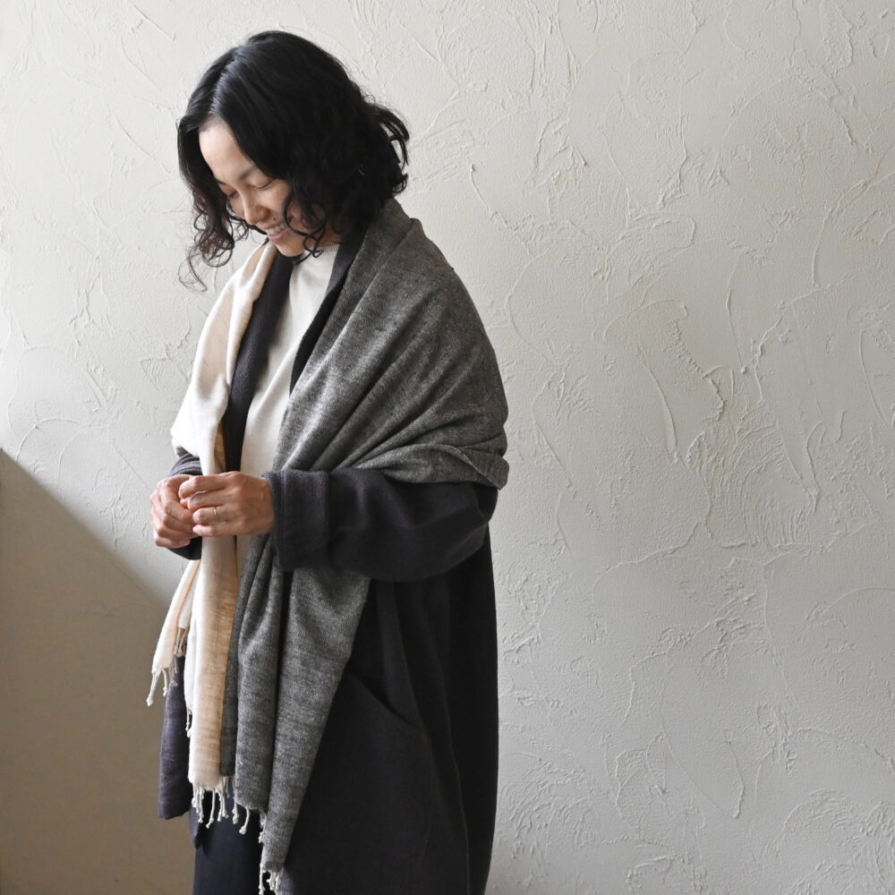 2トーンワイドエリシルクストール - 【シサム工房 公式OnlineStore