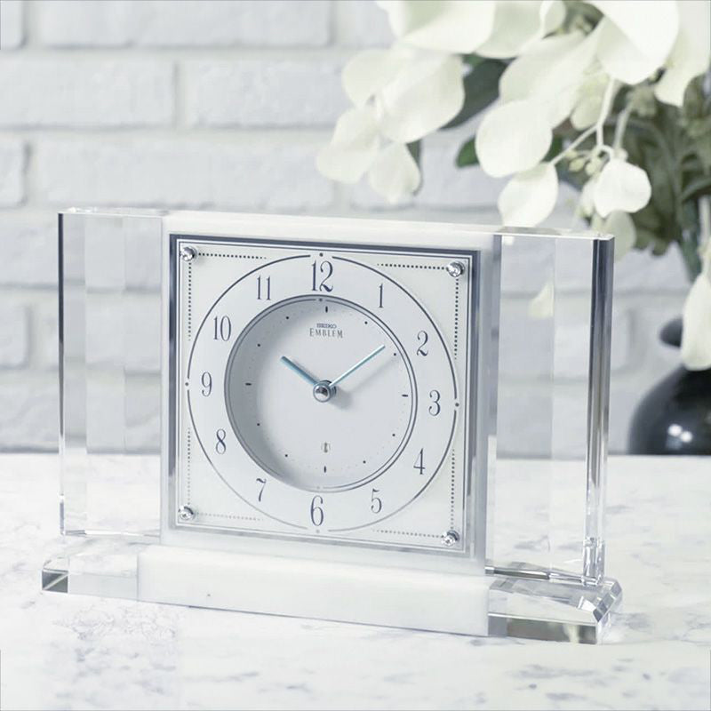 セイコー エムブレム 置き時計 HW564W クオーツ 電池式 クロック