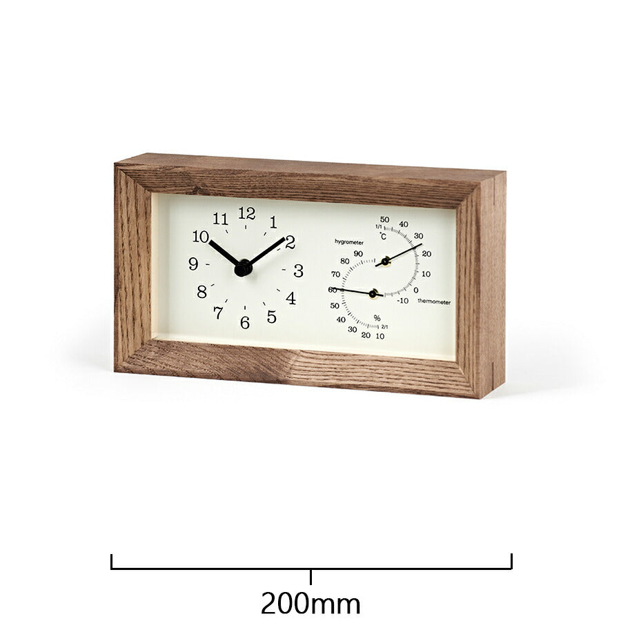 タカタレムノス 置き時計 プレイン フレーム 温湿度計付 クオーツ 電池