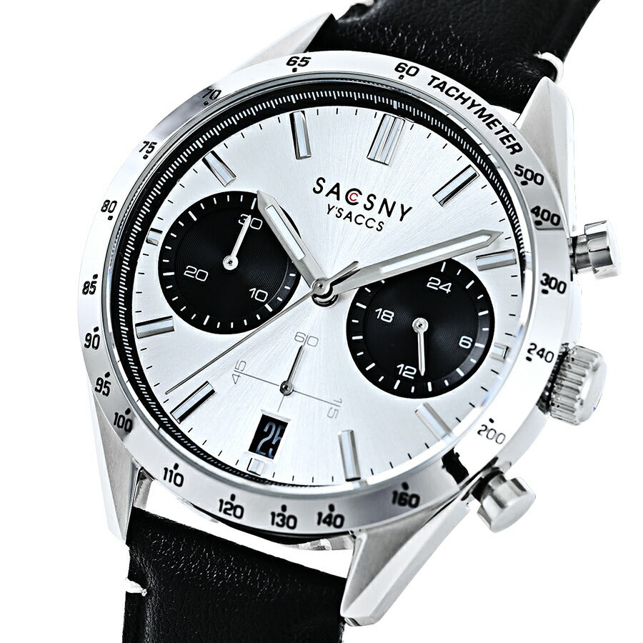 サクスニーイザック クオーツ クロノグラフ SY15221-WH メンズ 電池式