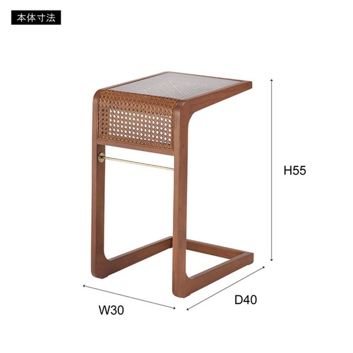 ラタンメッシュガラスサイドテーブル｜てんとてん｜インテリア雑貨