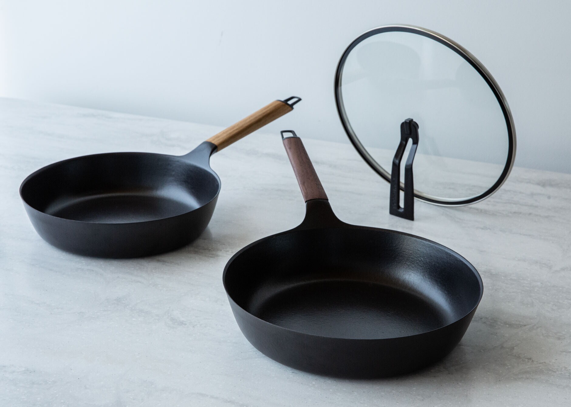 フライパン 28cm DEEP 【ガラスリッドセット】[ウォールナット