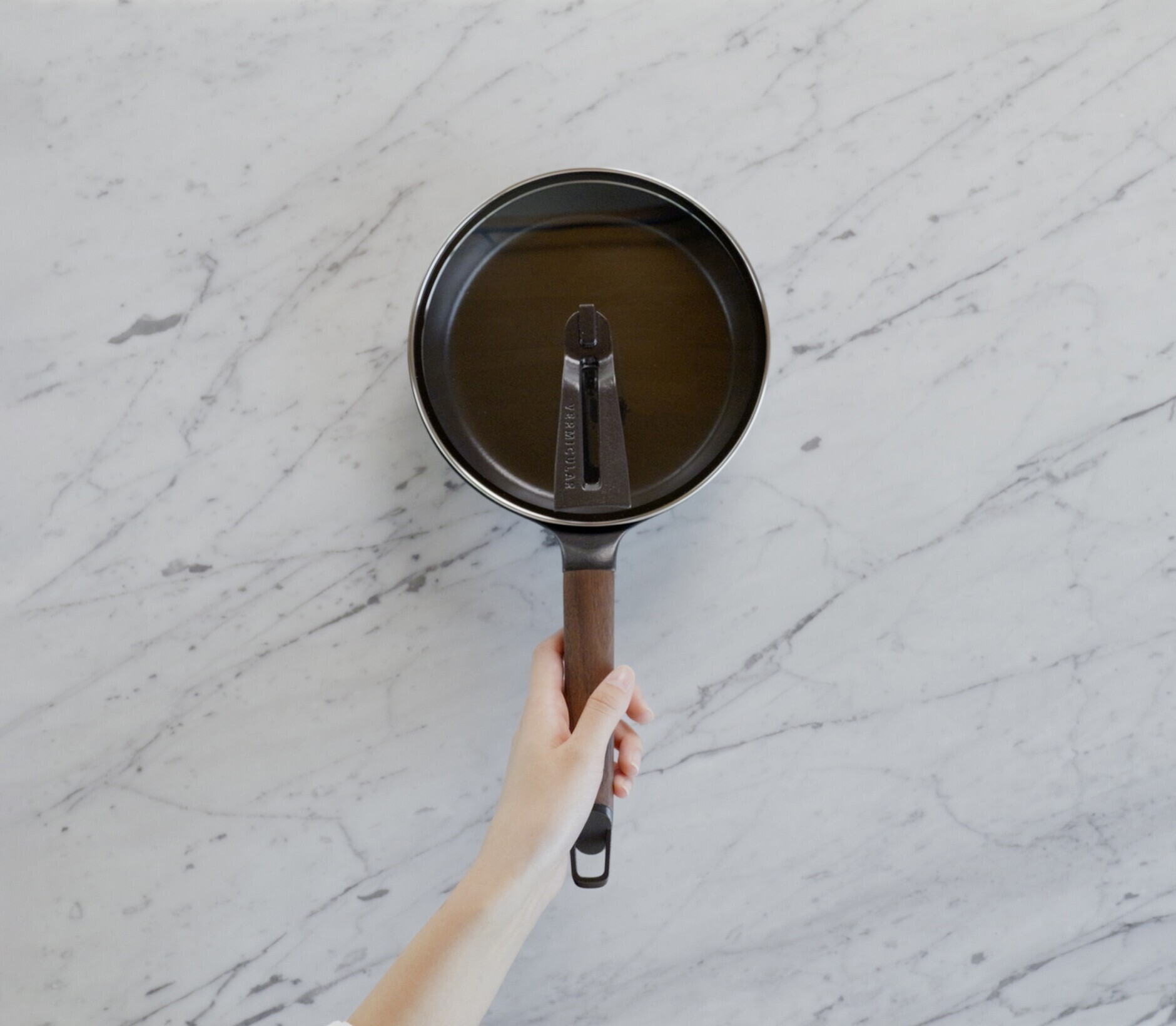 フライパン 20cm 【ガラスリッドセット】[ウォールナット