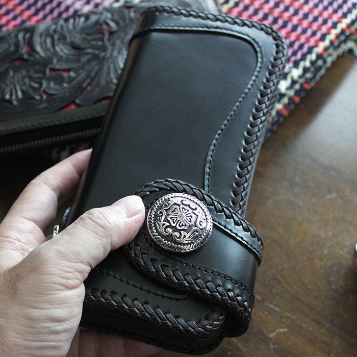 コンチョ ボタン シルバー925/ネジ式/フローラル彫金/ビッグコンチョ