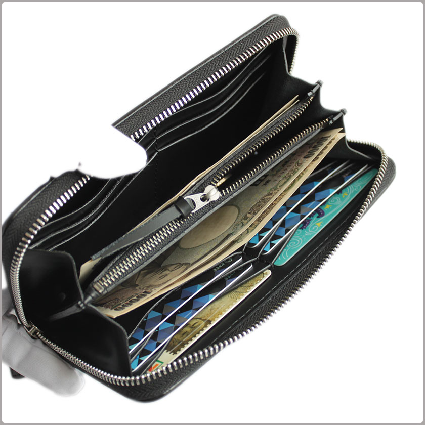 栃木レザー ヌメ革 ラウンドファスナー長財布/最高級グレージング