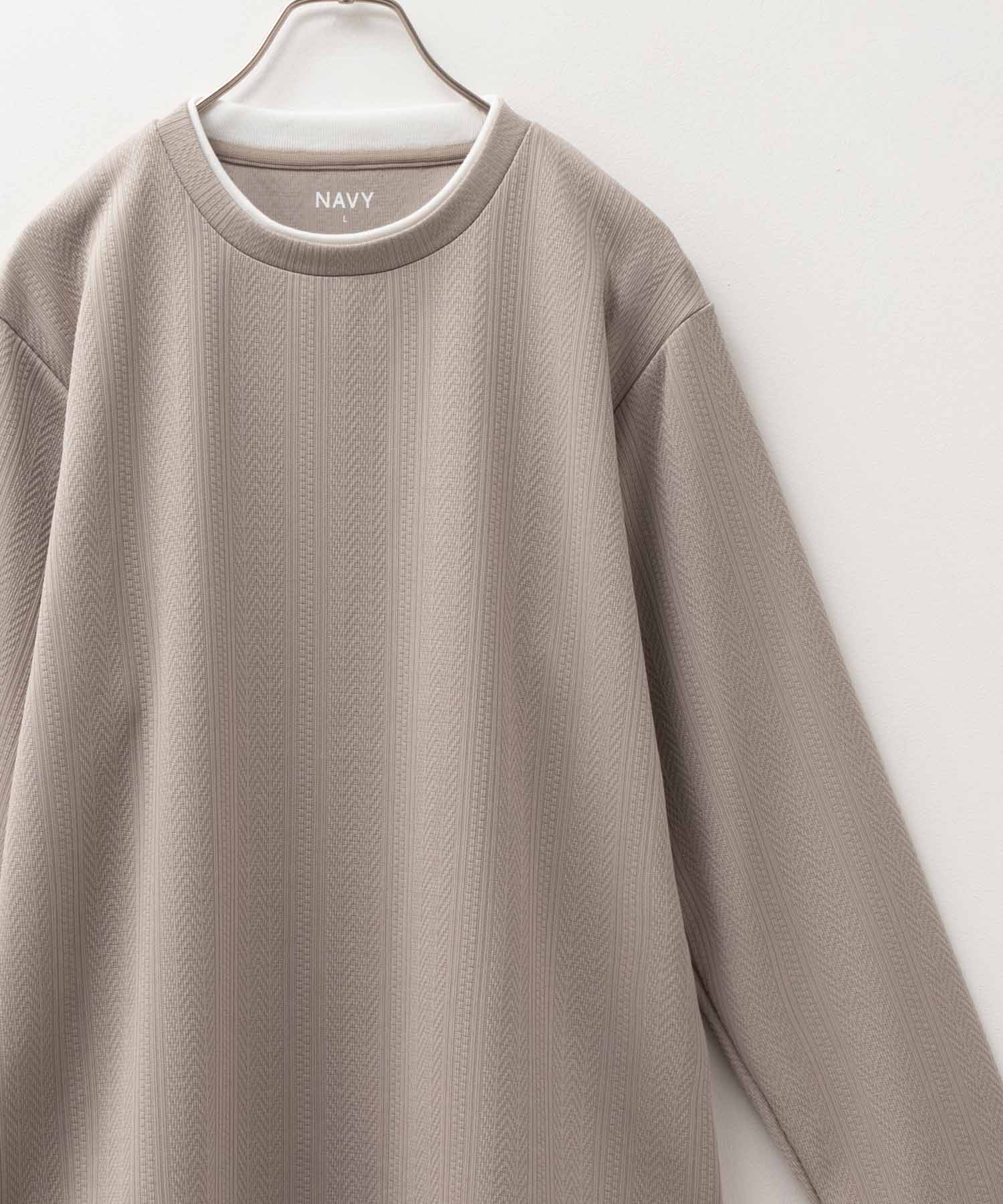 NAVY Tシャツ メンズ 長袖 ロンT フェイクレイヤード シワになりにくい