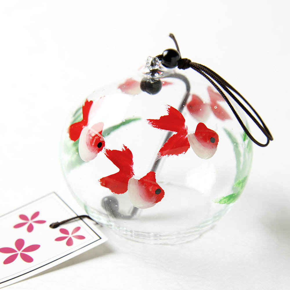 篠原風鈴本舗 江戸風鈴 特選小丸 ガラス風鈴 5匹金魚【江戸風鈴 手作り