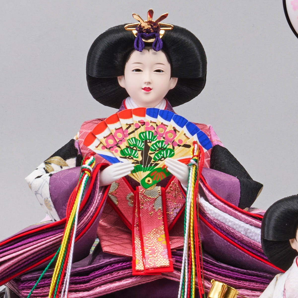 雛人形 ケース飾り 詩織 三五親王 芥子官女 五人飾り 栓欅 金彩バック