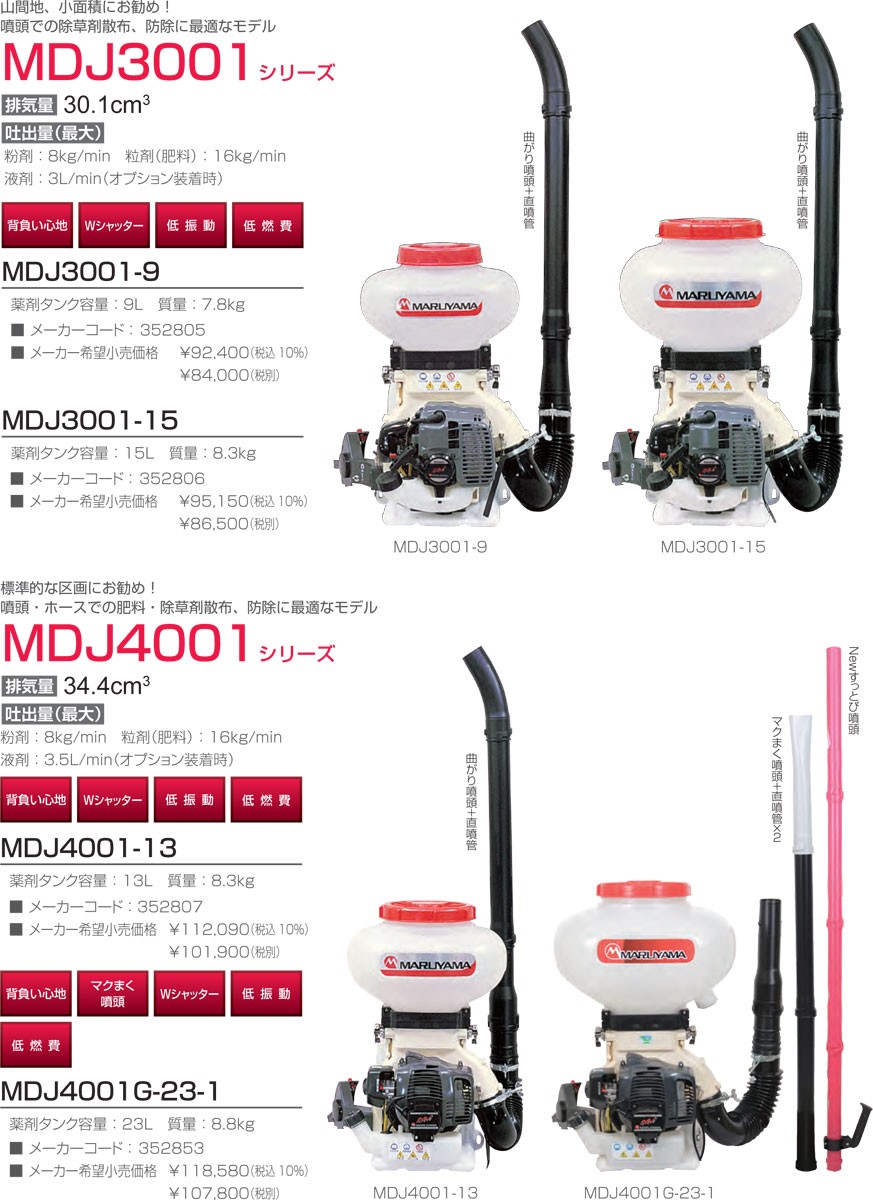 丸山製作所 MARUYAMA 背負動力散布機 MDJ4001-13 (動散 散粉機 散粒機