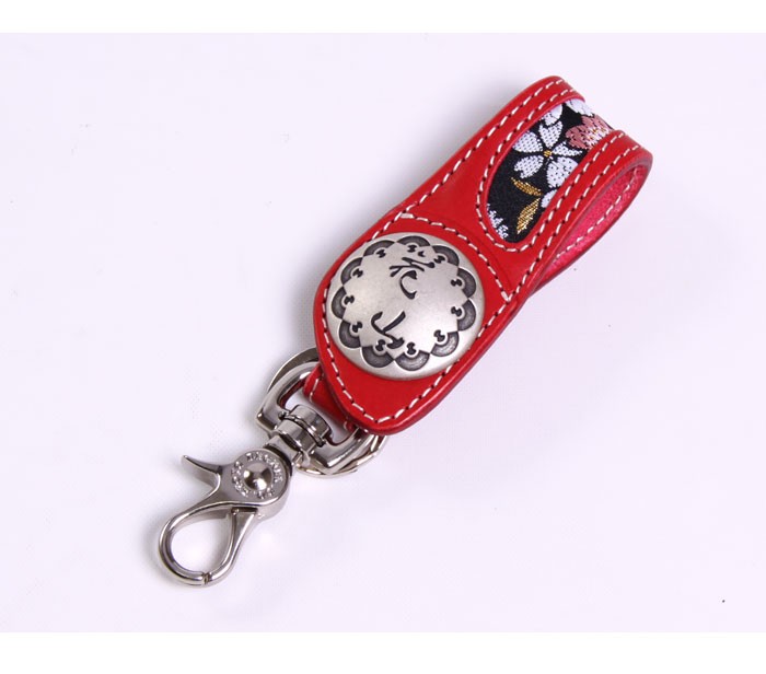 花山[かざん] 京桜金襴 キーホルダー/和柄/本革/K-21K : ジーンズ