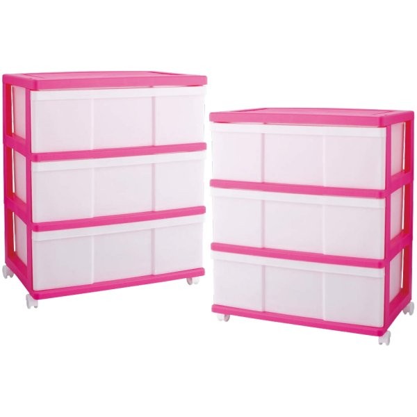 衣装ケース 収納ケース 引き出し プラスチック ワイド チェスト 3段 2