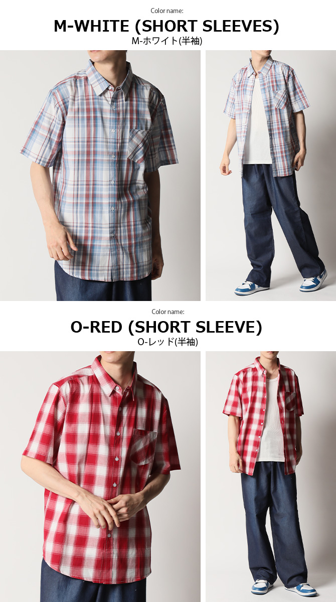 先染めチェックシャツ メンズ カジュアルシャツ 七分袖 半袖 メンズ