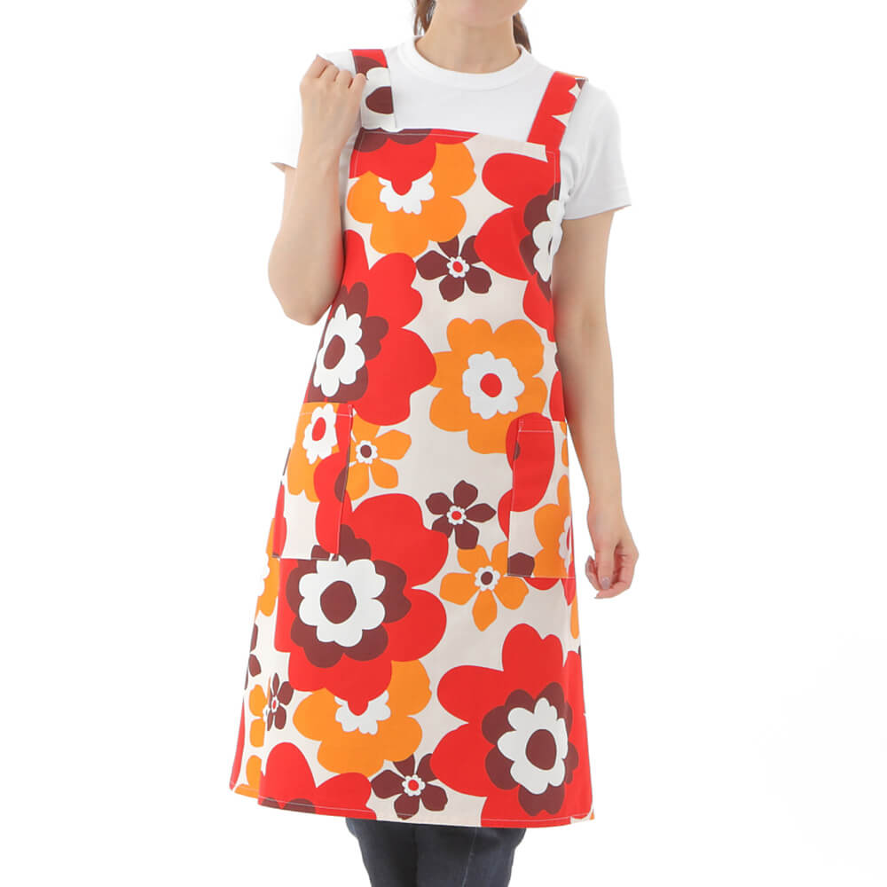 エプロン 母の日 フルールエプロン 北欧風 キッチンエプロン 花柄