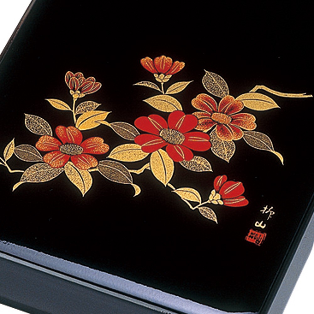 みよし漆器本舗 尺1寸 加伏文庫 黒 山茶花 33cm（A4判） 書類入れ 蓋